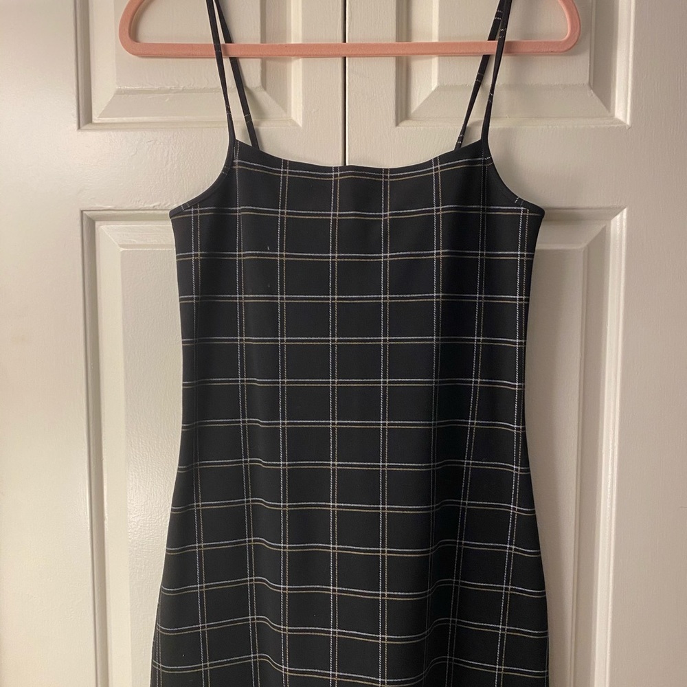 Black plaid mini dress